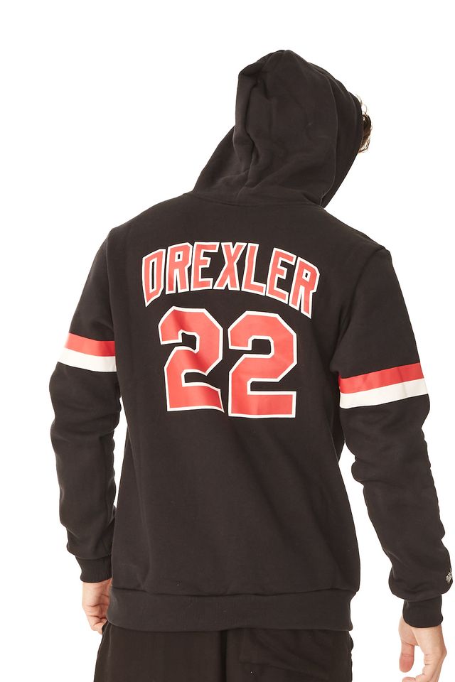 Moletom-Mitchell---Ness-Fechado-Com-Capuz-Portland-Trail-Blazers-Clyde-Drexler-Preto