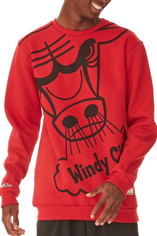 Moletom-Mitchell---Ness-Fechado-Gola-Careca-Chicago-Bulls-Vermelho