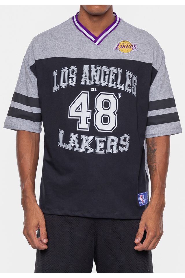Camiseta-NBA-Football-Los-Angeles-Lakers-Cinza-Mescla