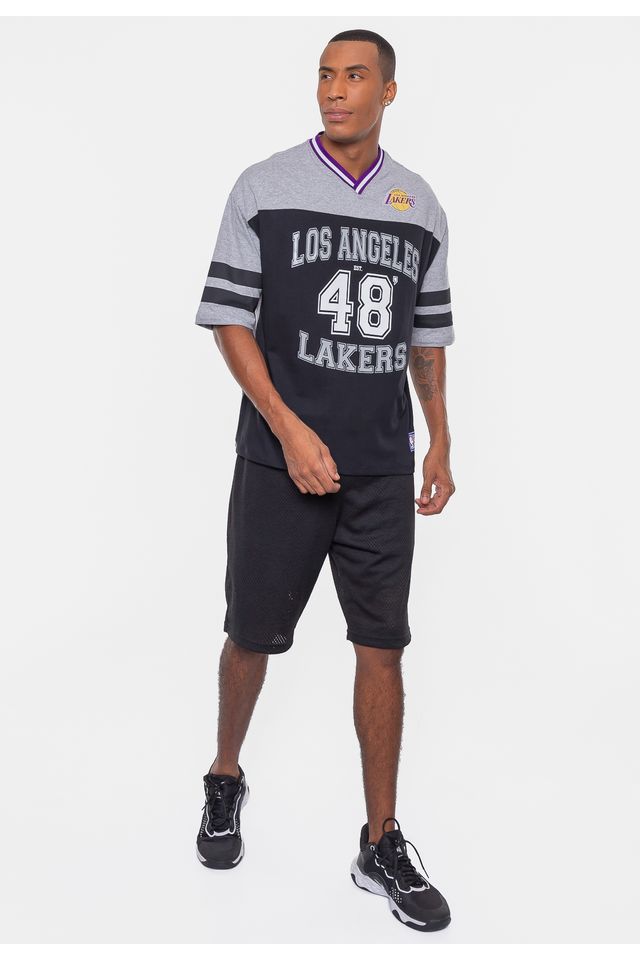 Camiseta-NBA-Football-Los-Angeles-Lakers-Cinza-Mescla