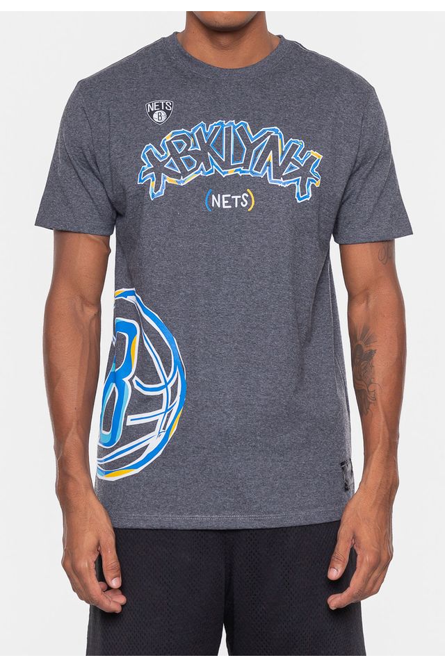 Camiseta-NBA-Colors-Brooklyn-Nets-Grafite-Mescla