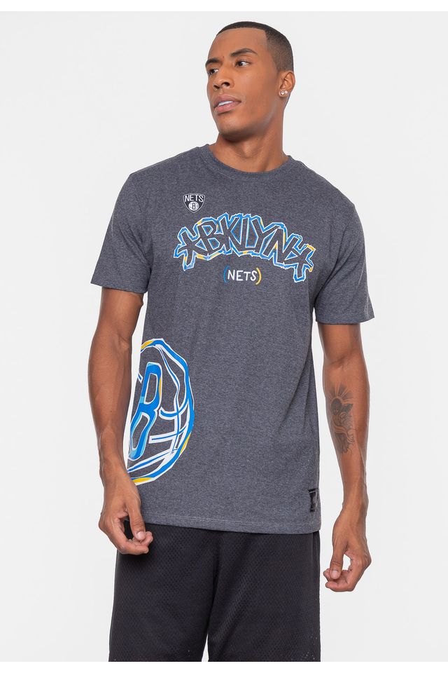 Camiseta-NBA-Colors-Brooklyn-Nets-Grafite-Mescla