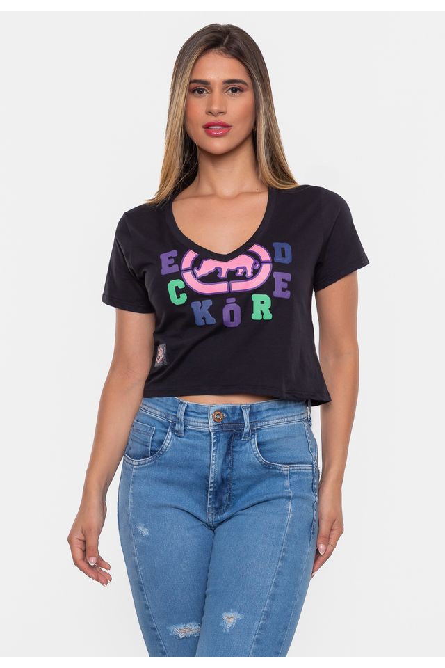 Camiseta-Ecko-Feminina-Estampada-Preta