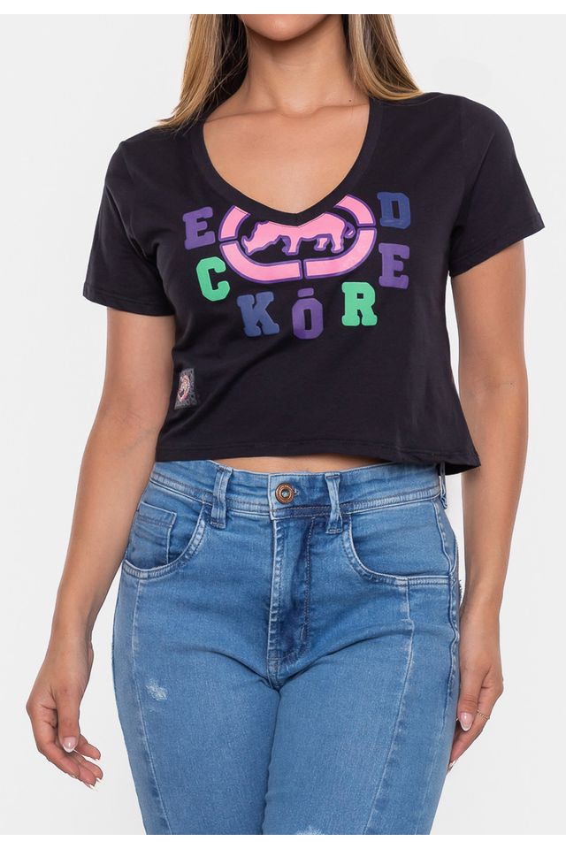 Camiseta-Ecko-Feminina-Estampada-Preta