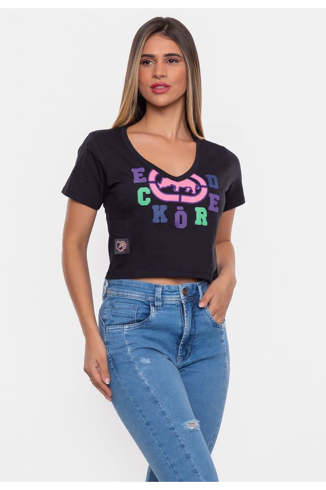 Camiseta-Ecko-Feminina-Estampada-Preta