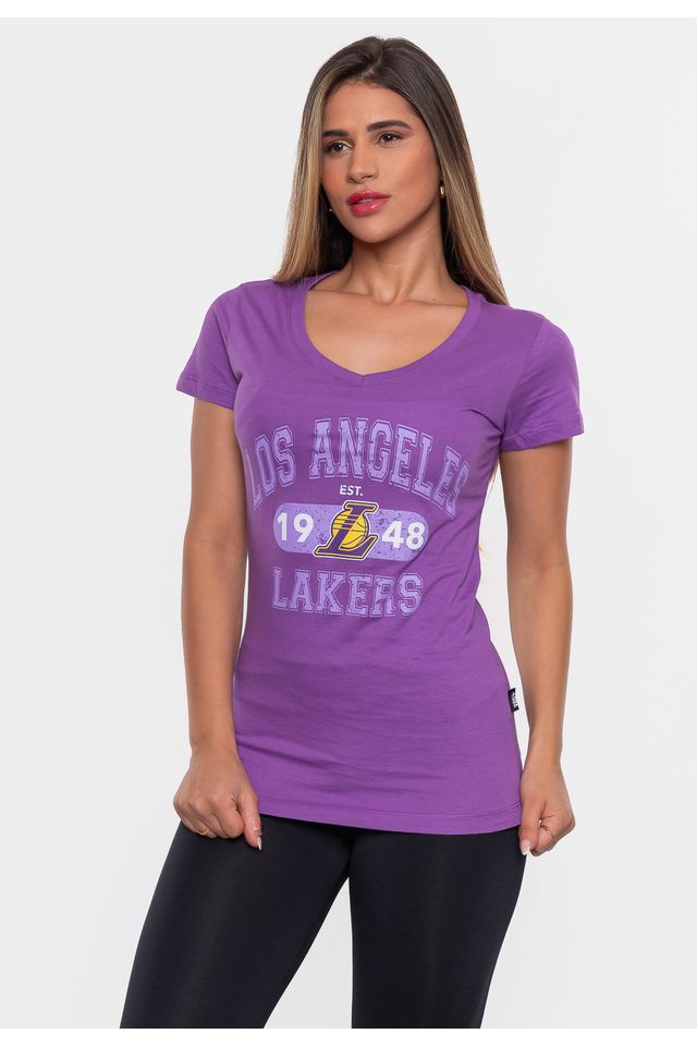 Camiseta-NBA-Feminina-Club-Los-Angeles-Lakers-Purple-Swirl