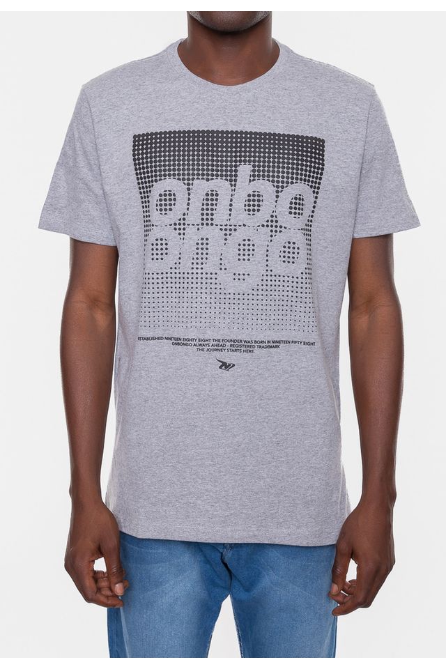 Camiseta-Onbongo-Estampada-Dot-Cinza-Mescla