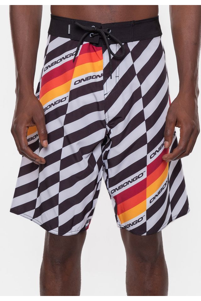 Boardshort-Onbongo-Glitc-Branco