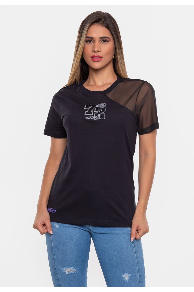 Camiseta-Ecko-Feminina-Estampada-Preta