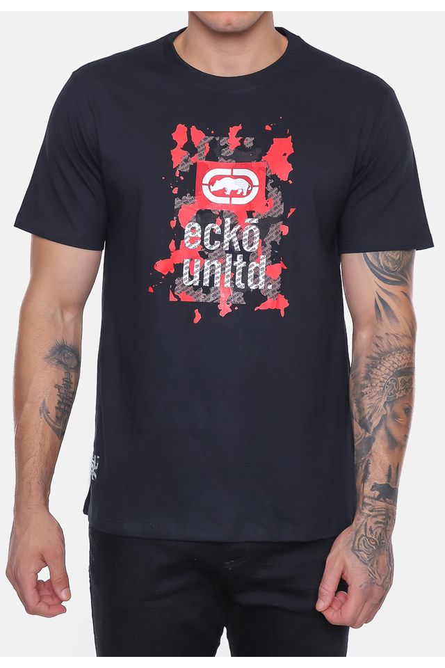 Camiseta-Ecko-Estampada-Preta