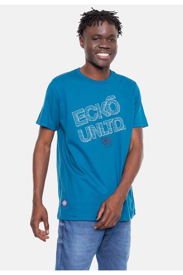 Camiseta-Ecko-Estampada-Azul