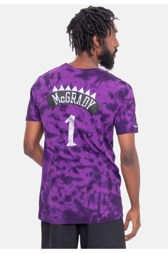 Camiseta-Mitchell---Ness-Galaxy-Tie-Dye-Toronto-Raptors-Tracy-Mc-Grady-Roxa