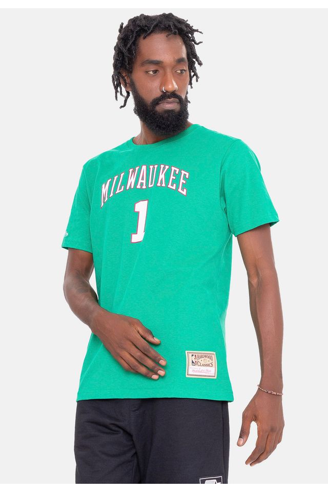 Camiseta-Mitchell---Ness-Name-And-Number-Oscar-Robertson-Milwaukee-Bucks-Verde