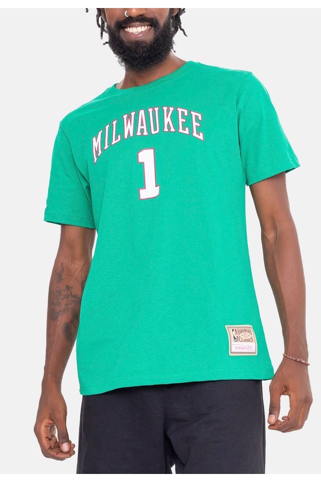 Camiseta-Mitchell---Ness-Name-And-Number-Oscar-Robertson-Milwaukee-Bucks-Verde