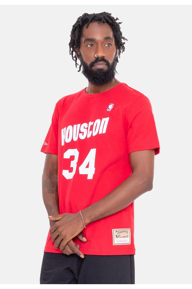 Camiseta-Mitchell---Ness-Name-And-Number-Hakeem-Olajuwon-Houston-Rockets-Vermelha
