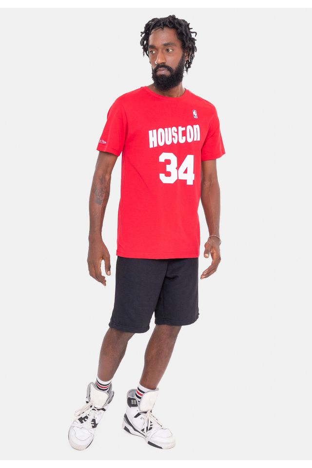 Camiseta-Mitchell---Ness-Name-And-Number-Hakeem-Olajuwon-Houston-Rockets-Vermelha