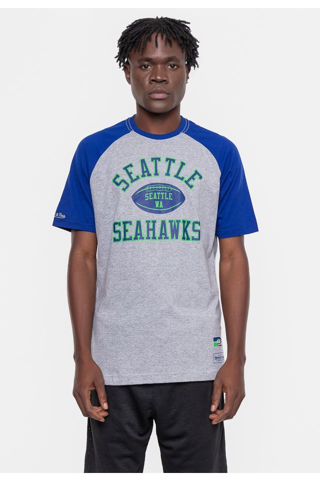 Camiseta-Mitchell---Ness-NFL-Especial-Raglan-Seattle-Seahawks-Cinza-Mescla