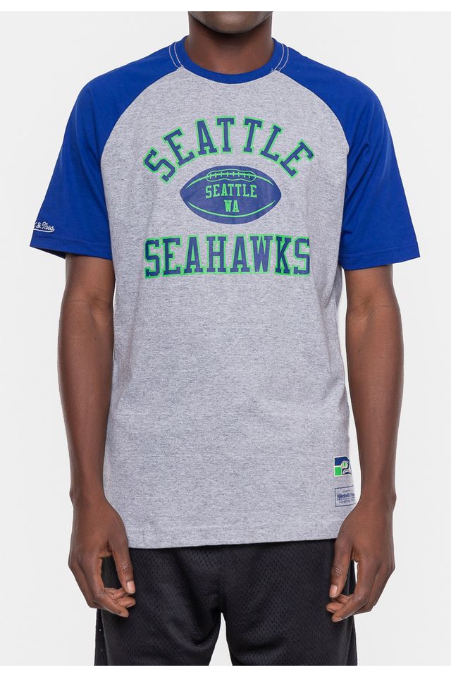 Camiseta-Mitchell---Ness-NFL-Especial-Raglan-Seattle-Seahawks-Cinza-Mescla