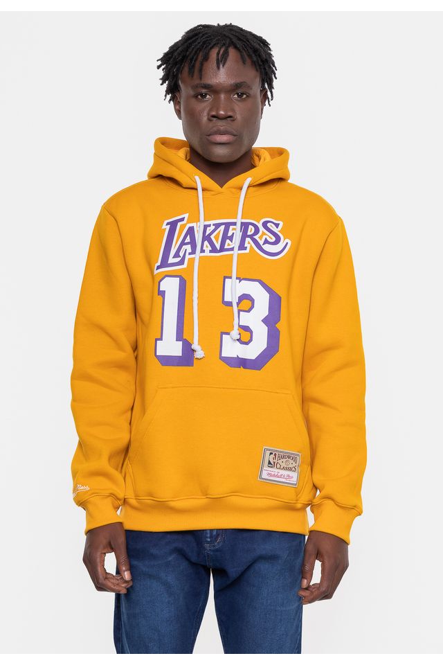 Moletom-Mitchell---Ness-Masculino-Chamberlain-Los-Angeles-Lakers-Mostarda