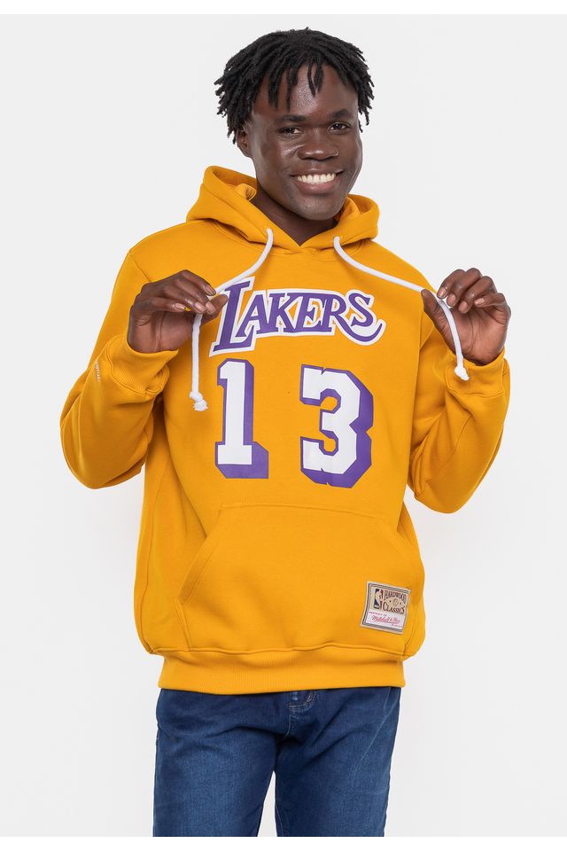 Moletom-Mitchell---Ness-Masculino-Chamberlain-Los-Angeles-Lakers-Mostarda