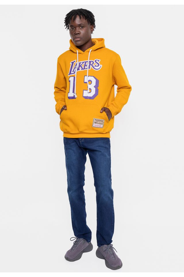 Moletom-Mitchell---Ness-Masculino-Chamberlain-Los-Angeles-Lakers-Mostarda