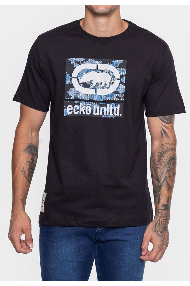 Camiseta-Ecko-Estampada-Preta