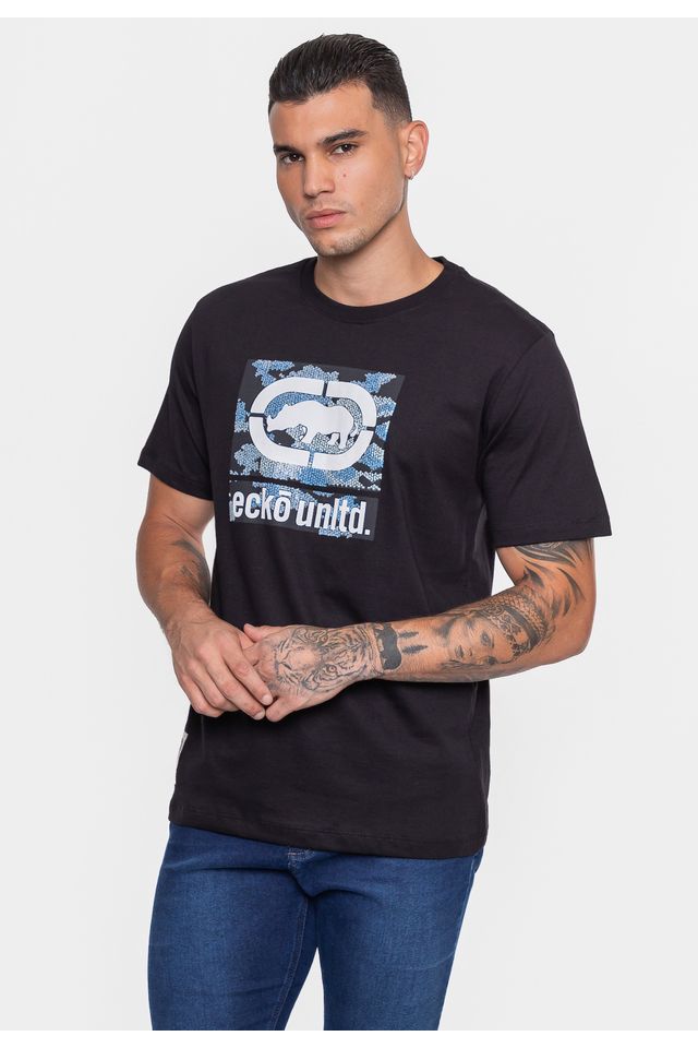 Camiseta-Ecko-Estampada-Preta