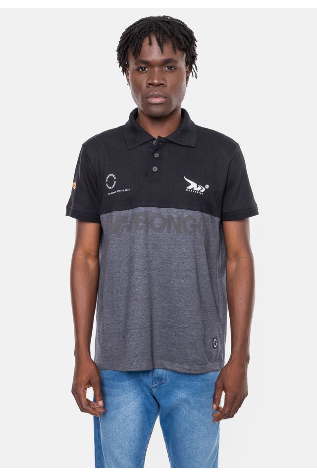 Camisa-Onbongo-Polo-Piquet-Masculina-Beam-Preta-Mescla