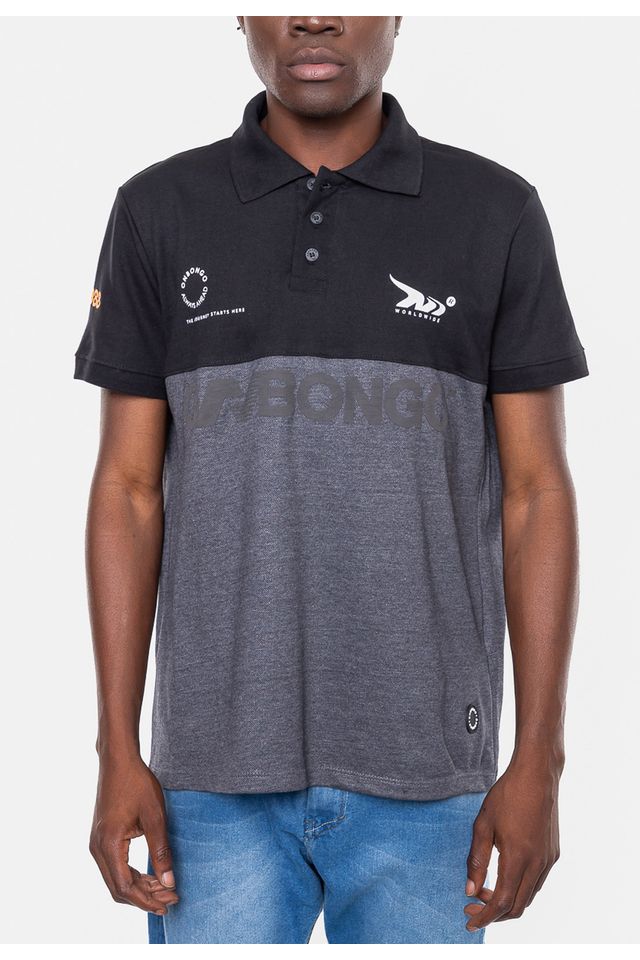 Camisa-Onbongo-Polo-Piquet-Masculina-Beam-Preta-Mescla