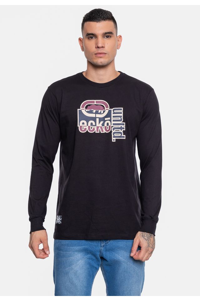 Camiseta-Ecko-Masculina-Manga-Longa-Fashion-Basic-Corre-Preta