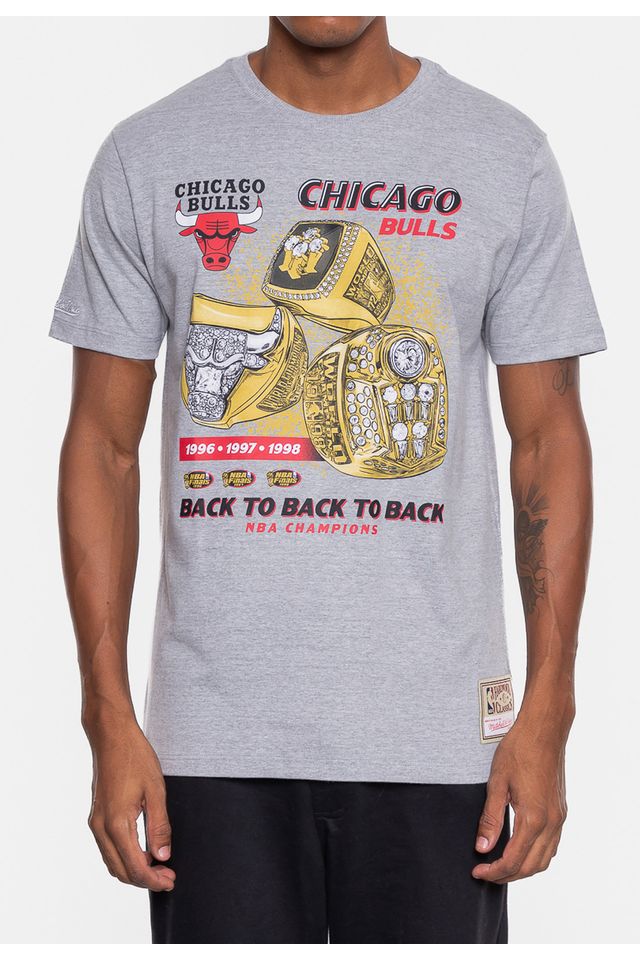 Camiseta-Mitchell---Ness-NBA-Masculina-Rings-Chicago-Bulls-Cinza-Mescla