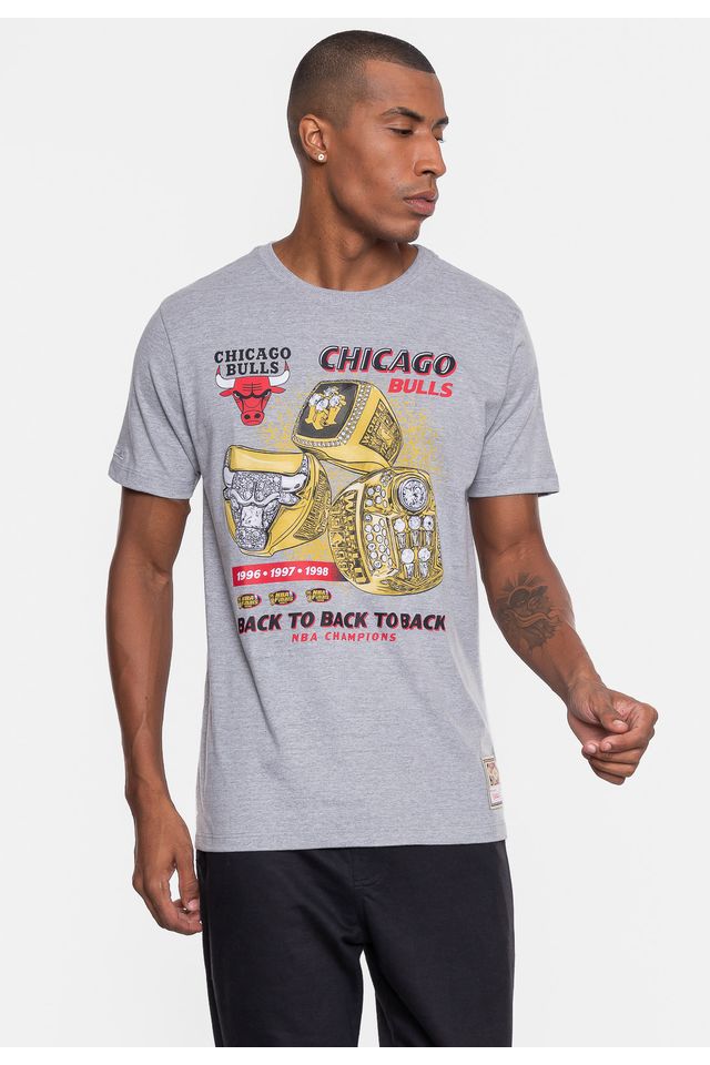 Camiseta-Mitchell---Ness-NBA-Masculina-Rings-Chicago-Bulls-Cinza-Mescla