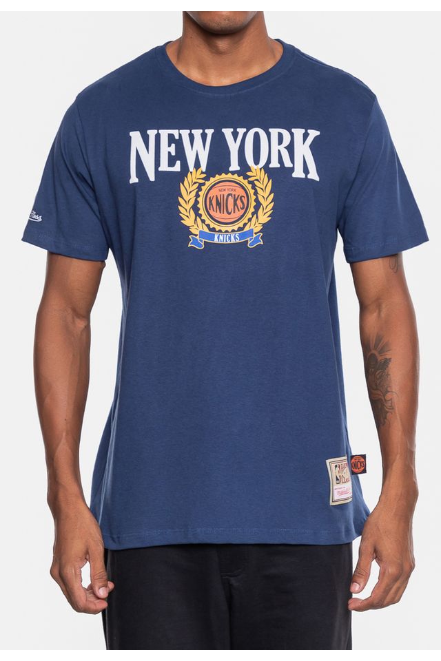 Camiseta-Mitchell---Ness-Masculina-Collegiate-New-York-Knicks-Azul