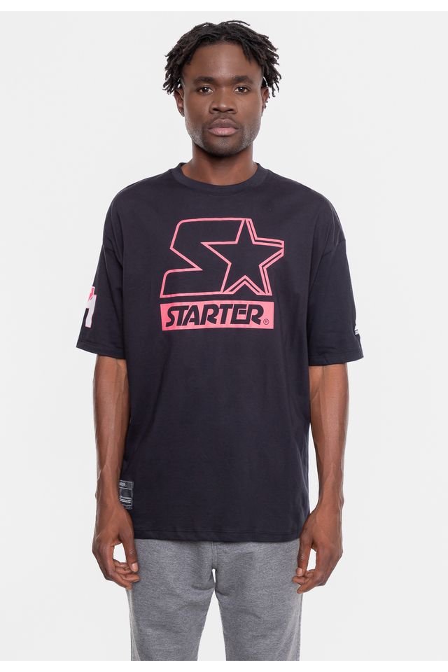 Camiseta-Starter-Oversized-Estampada-Preta Camiseta-Starter-Oversized-Estampada-Preta