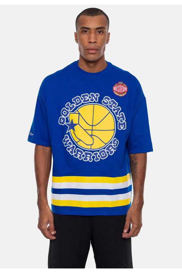 Camiseta-Mitchell---Ness-Oversized-Golden-State-Warriors-Flame-Logo-Royal