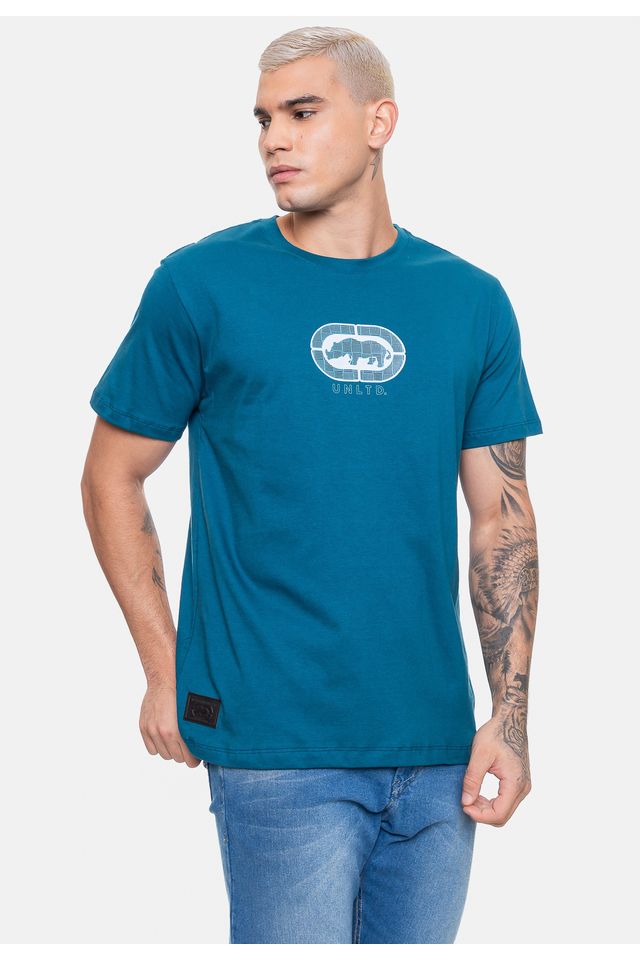 Camiseta-Ecko-Masculina-Grid-Brading-Azul-Tempestade