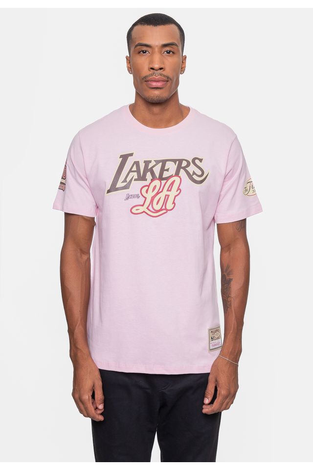 Camiseta-Mitchell---Ness-NBA-Sugar-Bacon-Los-Angeles-Lakers-Rosa-Ballet