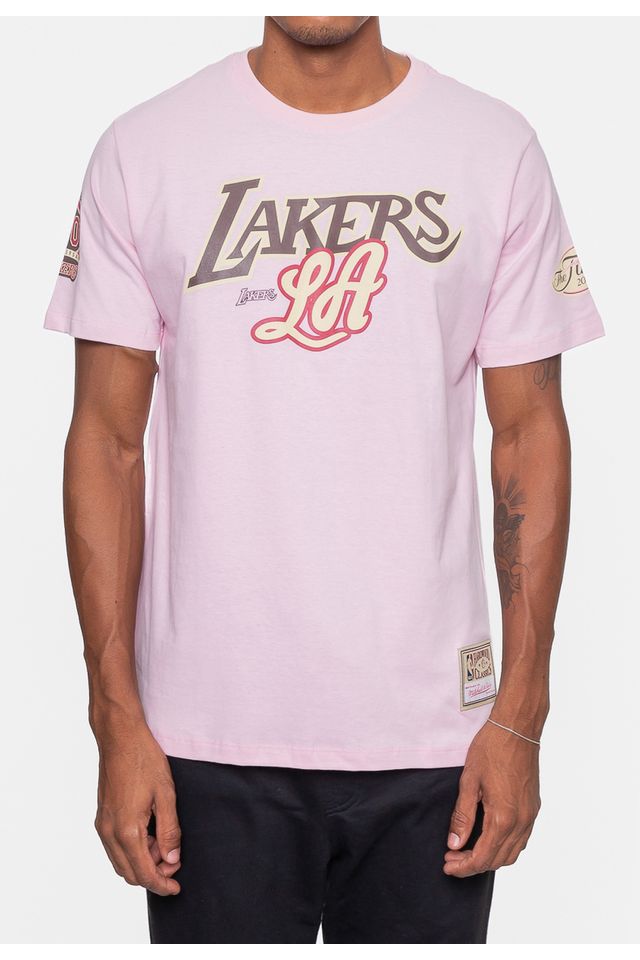 Camiseta-Mitchell---Ness-NBA-Sugar-Bacon-Los-Angeles-Lakers-Rosa-Ballet