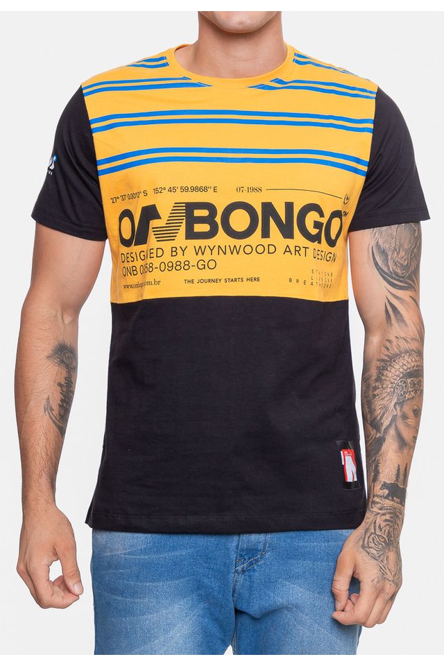 Camiseta-Onbongo-Masculina-Here-Mostarda