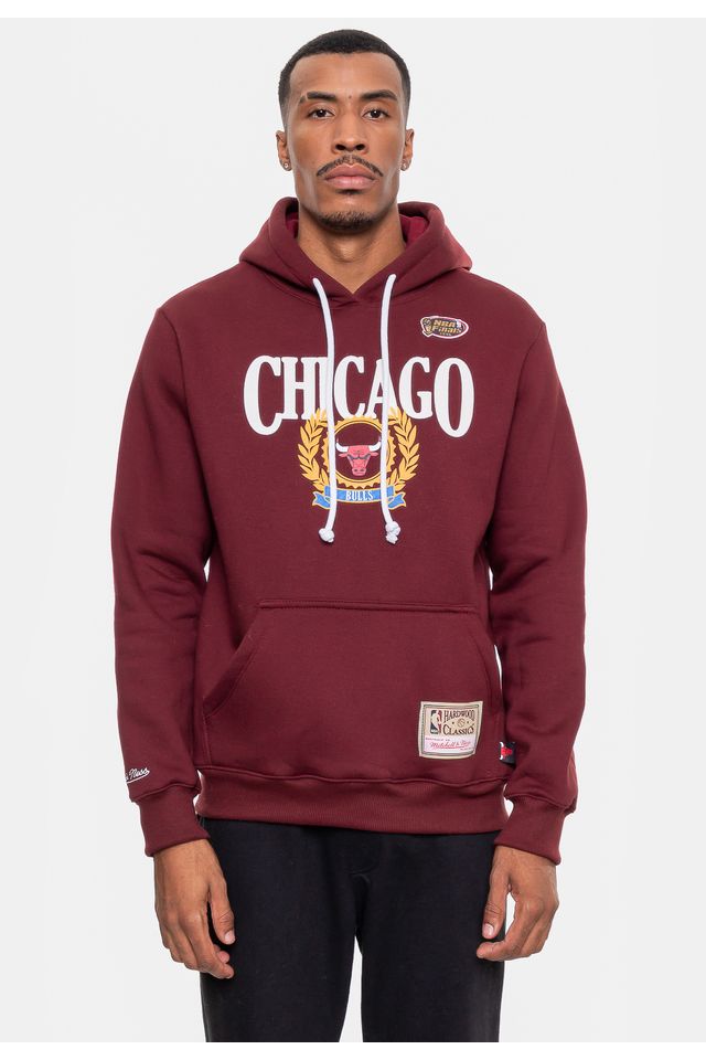 Moletom-Mitchell---Ness-Masculino-Collegiate-Chicago-Bulls-Bordo