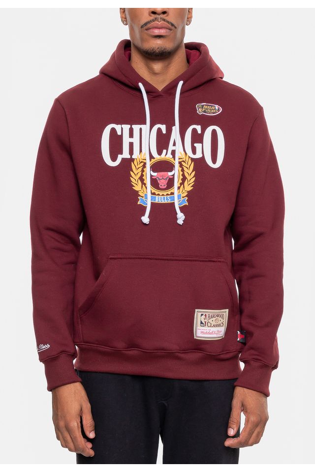 Moletom-Mitchell---Ness-Masculino-Collegiate-Chicago-Bulls-Bordo