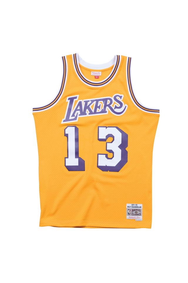 Regata Mitchell And Ness Swingman Jersey Los Angeles Lakers 1971 72 Wilt Chamberlain Dourado