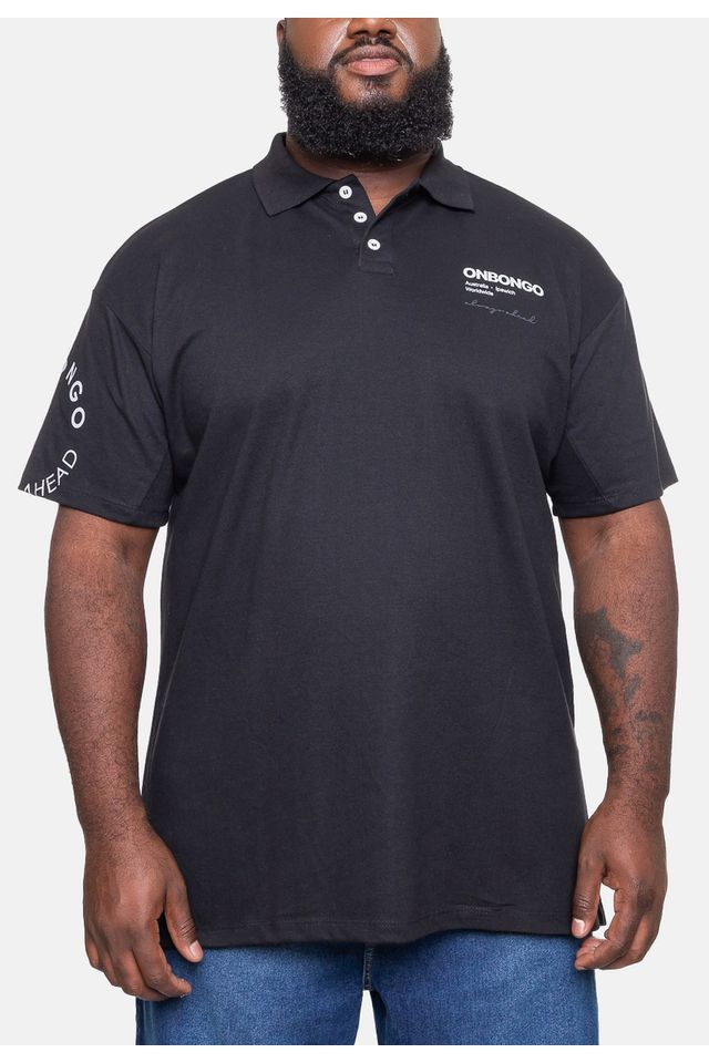 Camisa-Onbongo-Polo-Piquet-Masculina-Plus-Size-Preta