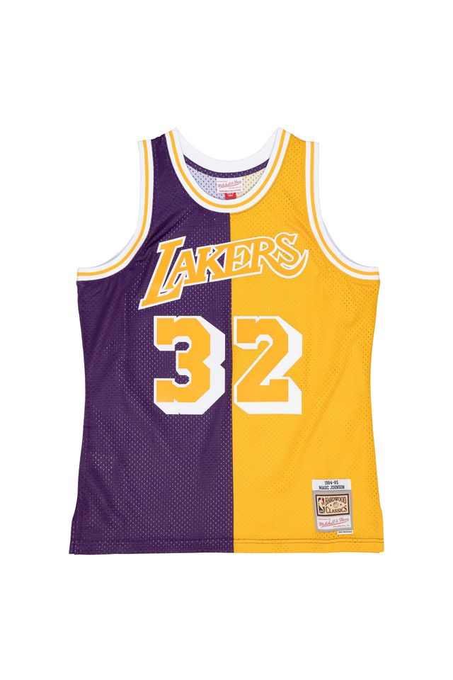Regata-Mitchell---Ness-Split-Swingman-Jersey-Los-Angeles-Lakers-1984-85-Magic-Johnson-Roxa Regata-Mitchell---Ness-Split-Swingman-Jersey-Los-Angeles-Lakers-1984-85-Magic-Johnson-Roxa