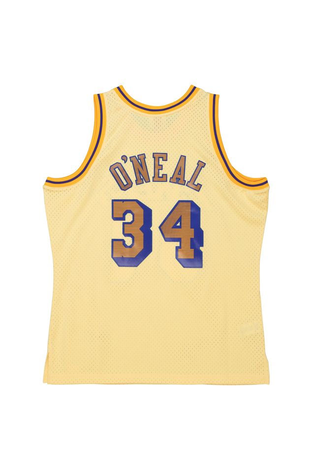 Regata-Mitchell---Ness-Space-Knit-Swingman-Jersey-Los-Angeles-Lakers-1996-97-Shaquille-O-Neal-Amarela