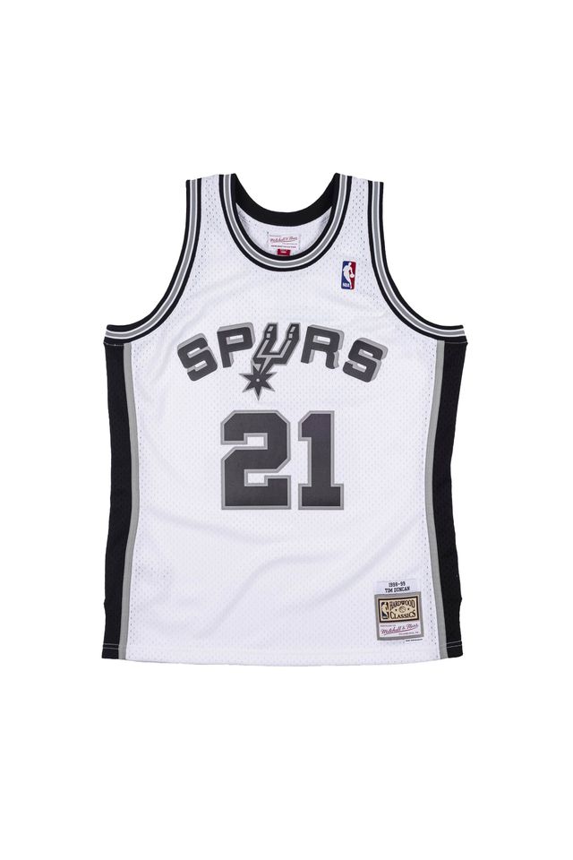 Regata-Mitchell---Ness-Swingman-Jersey-San-Antonio-Spurs-1998-99-Tim-Duncan-Branca