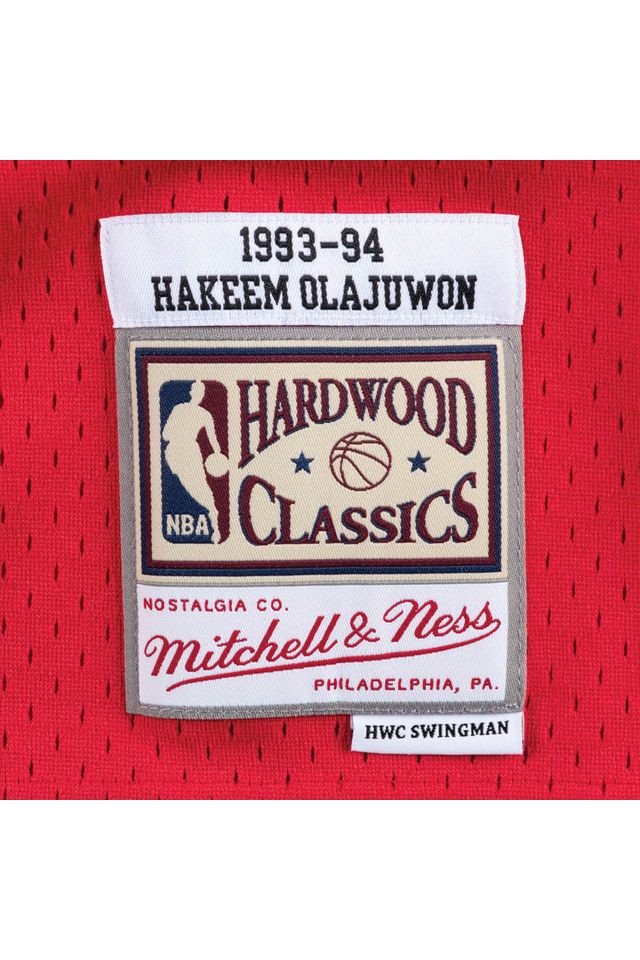 Regata-Mitchell---Ness-Swingman-Jersey-Houston-Rockets-Road-1993-94-Hakeem-Olajuwon-Vermelha