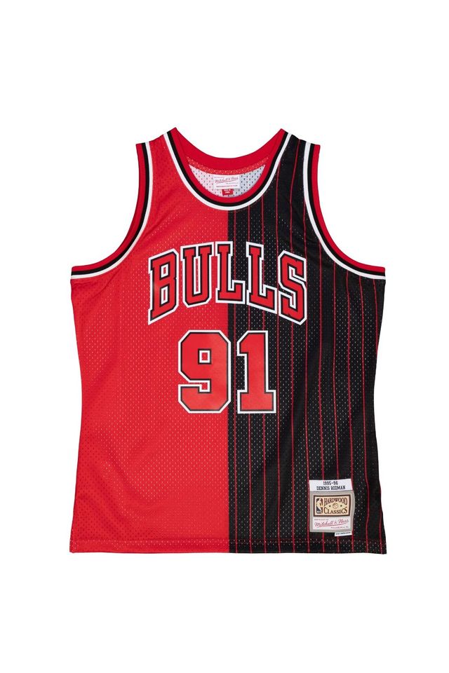 Regata-Mitchell---Ness-Split-Swingman-Jersey-Chicago-Bulls-1995-96-Dennis-Rodman-Preta