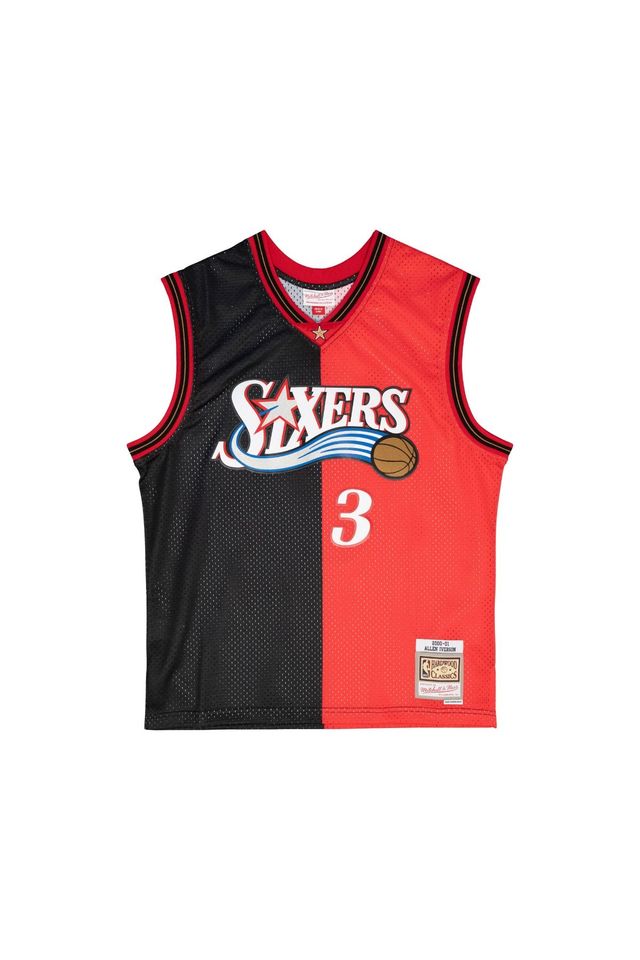 Regata Mitchell Ness Split Swingman Jersey Philadelphia 76ers 2000 01 Allen Iverson Preta HawaiianDreams