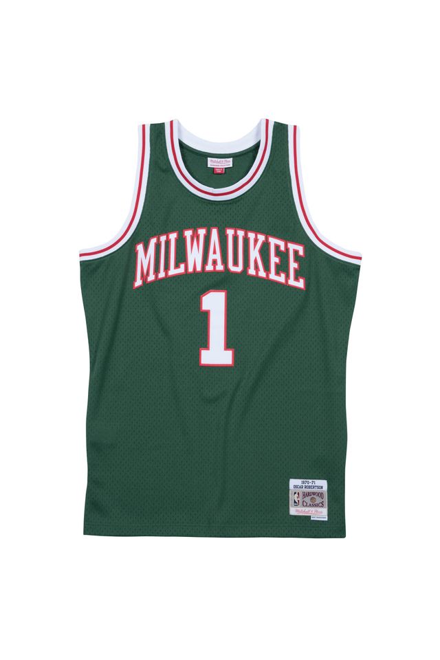 Regata-Mitchell---Ness-Swingman-Jersey-Milwaukee-Bucks-1970-71-Oscar-Robertson-Verde-Escuro